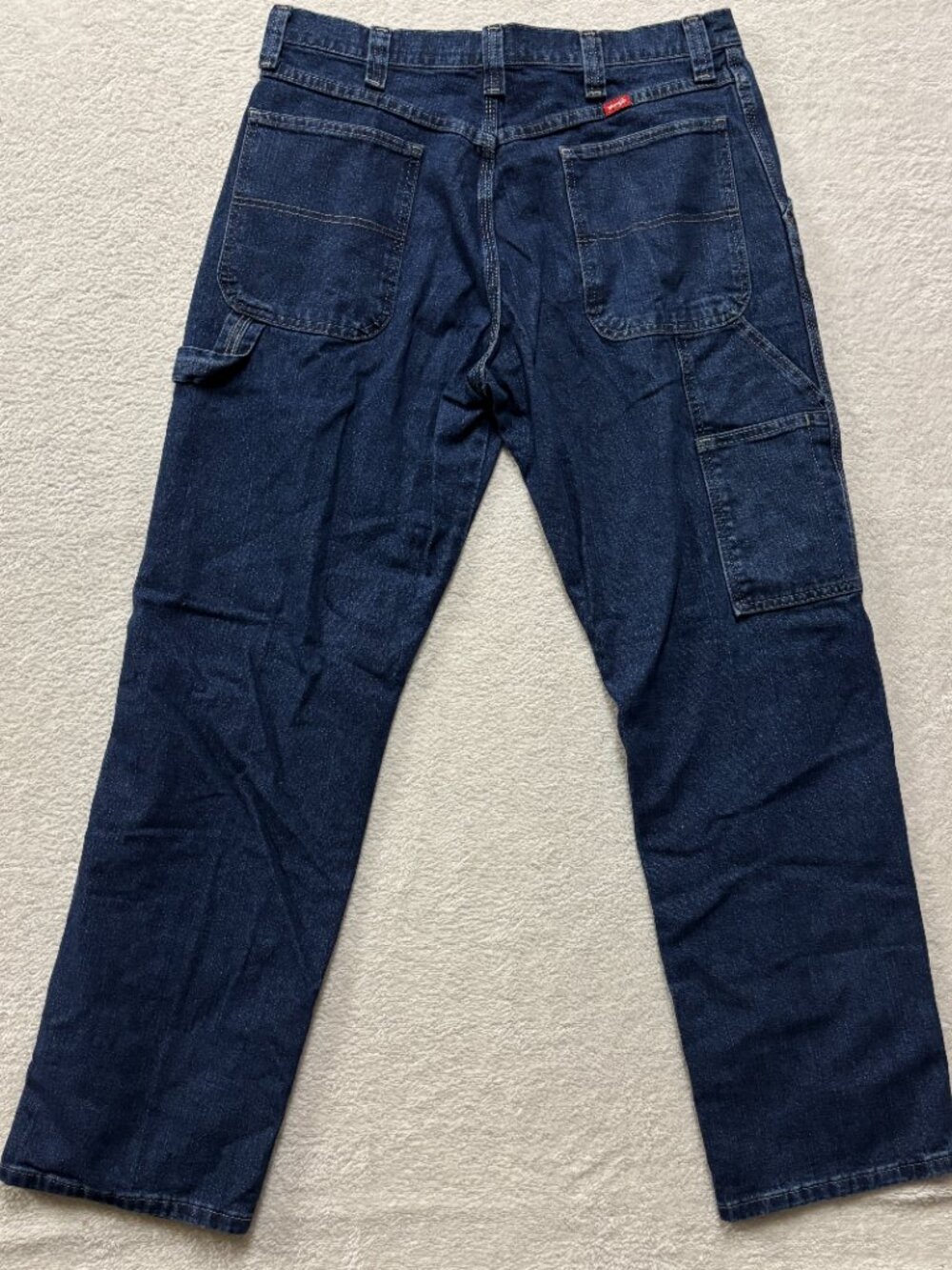 Wrangler Jeans Mens 34x32 Carpenter Dark Wash Denim Workwear Utility Durable